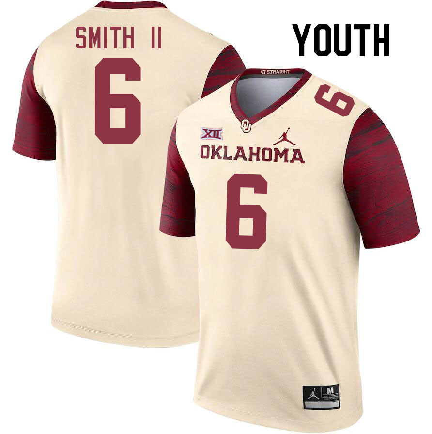 Youth #6 Nigel Smith II Oklahoma Sooners College Football Jerseys Stitched-Cream